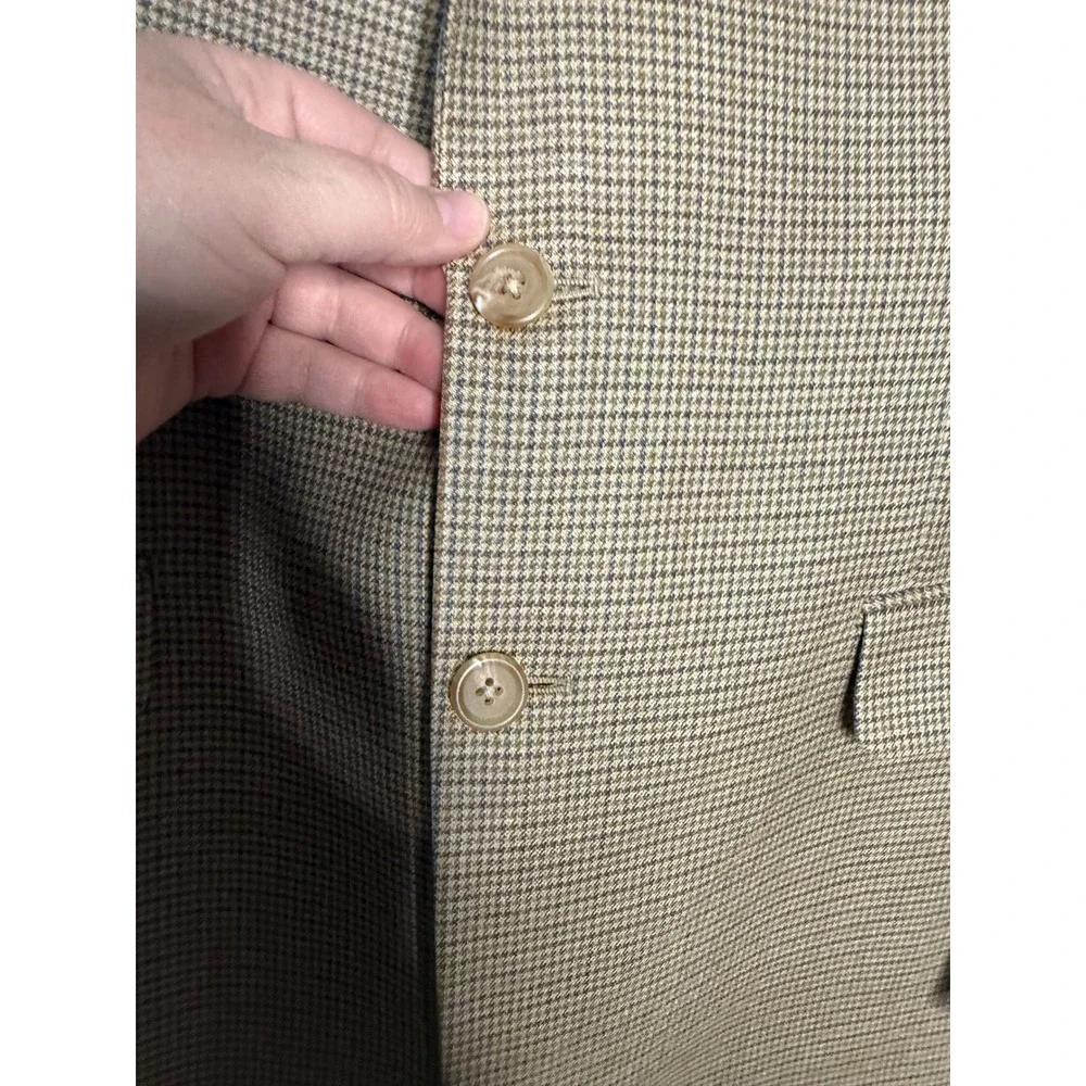 Lauren Ralph Lauren houndstooth silk wool‎  blazer jacket light brown tan
